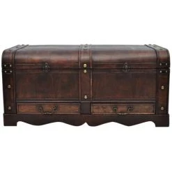 VidaXL Coffre De Rangement En Bois Large Marron - Brun 10 VidaXL Coffre De Rangement En Bois Large Marron - Brun -Petit rangement Soldes Magasin 735024 4