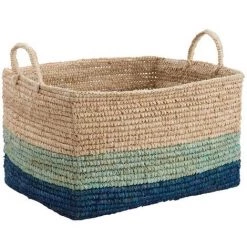 AUBRY GASPARD Corbeilles De Rangement Rectangulaire En Jonc Coloré (Lot De 2) Multicolore - Beige -Petit rangement Soldes Magasin 7481140 3