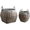 AUBRY GASPARD Corbeille De Rangement Ronde En Osier Gris Et Doublure En Coton (Lot De 2) Gris - Gris -Petit rangement Soldes Magasin 7481142 1