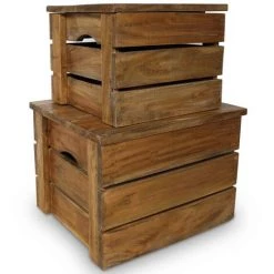 VidaXL Jeu De Caisse De Rangement 2 Pcs Bois De Récupération Massif - Brun
