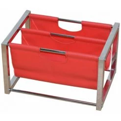 DéCOSHOP26 Porte-revues Moderne Et Professionnel Simili Cuir Rouge Et Acier - Or