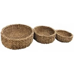 AUBRY GASPARD Corbeille Ronde En Jonc Naturel (Lot De 3) Naturel - Naturel -Petit rangement Soldes Magasin 7865407 2