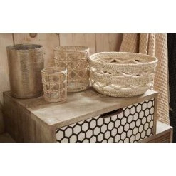 AUBRY GASPARD Corbeille Ronde En Palmier Naturel (Lot De 3) Naturel - Beige -Petit rangement Soldes Magasin 7865408 2