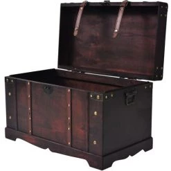 VidaXL Coffre Vintage De Rangement Bois 66 X 38 X 40 Cm - Brun -Petit rangement Soldes Magasin 8171653 4