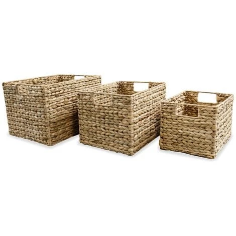 VidaXL Panier De Rangement 3 Pcs Jacinthe D'eau - Brun 3 VidaXL Panier De Rangement 3 Pcs Jacinthe D'eau - Brun