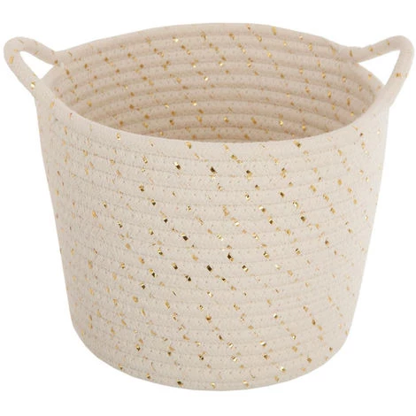 Atmosphera - Lot De 3 Paniers De Rangement Blanc Ivoire Et Doré Chambre Enfant - Ecru/doré 4 Atmosphera - Lot De 3 Paniers De Rangement Blanc Ivoire Et Doré Chambre Enfant - Ecru/doré – Image 2