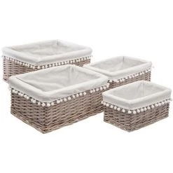 Atmosphera - Set De 4 Paniers De Rangement En Osier Et Coton - Unique