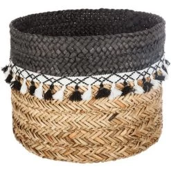 Atmosphera - Set De 3 Paniers De Rangement En Seagrass Avec Pompons - Noir/beige 9 Atmosphera - Set De 3 Paniers De Rangement En Seagrass Avec Pompons - Noir/beige -Petit rangement Soldes Magasin 9001989 4