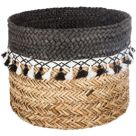 Atmosphera - Set De 3 Paniers De Rangement En Seagrass Avec Pompons - Noir/beige 6 Atmosphera - Set De 3 Paniers De Rangement En Seagrass Avec Pompons - Noir/beige – Image 4