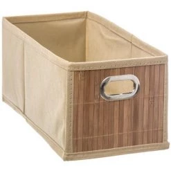 Five - Boite De Rangement En Bambou Et Tissu 15 X 31 X 14 Cm - Marron