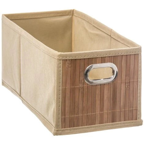 Five - Boite De Rangement En Bambou Et Tissu 15 X 31 X 14 Cm - Marron 3 Five - Boite De Rangement En Bambou Et Tissu 15 X 31 X 14 Cm - Marron