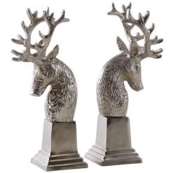 AUBRY GASPARD Serre-livres Tête De Cerf En Aluminium (Lot De 2) Gris - Gris