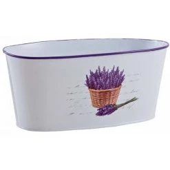 AUBRY GASPARD Corbeille Ovale En Métal Laqué Lavande Blanc - Blanc