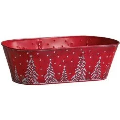 AUBRY GASPARD Corbeille En Métal Rouge Sapins De Noël 35 Cm Rouge - Rouge