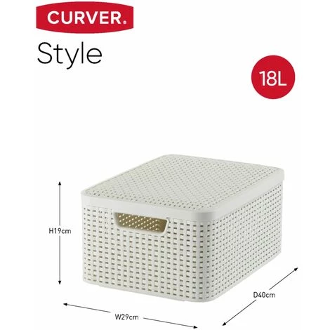 Curver Panier De Rangement Style Et Couvercle 3 Pcs Blanc 240652 - Blanc 5 Curver Panier De Rangement Style Et Couvercle 3 Pcs Blanc 240652 - Blanc – Image 3